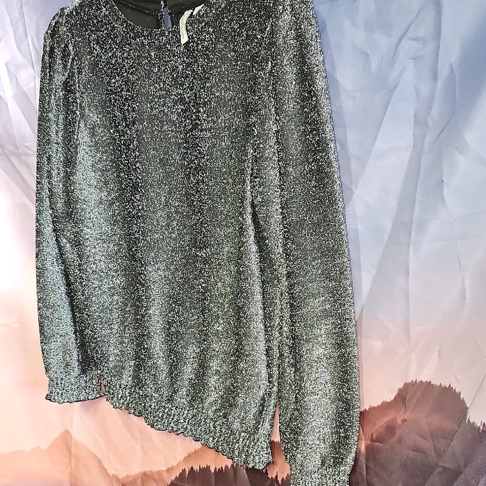 Chico's Metallic Silver Knit Top